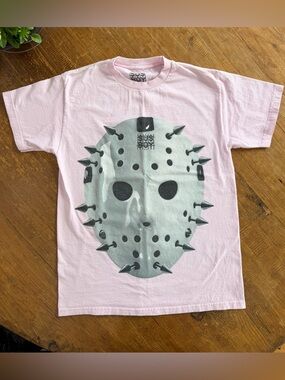 Sus Boy Lil Peep 911 T-shirt Pink Studded Hockey Mask Double Sided Graphic